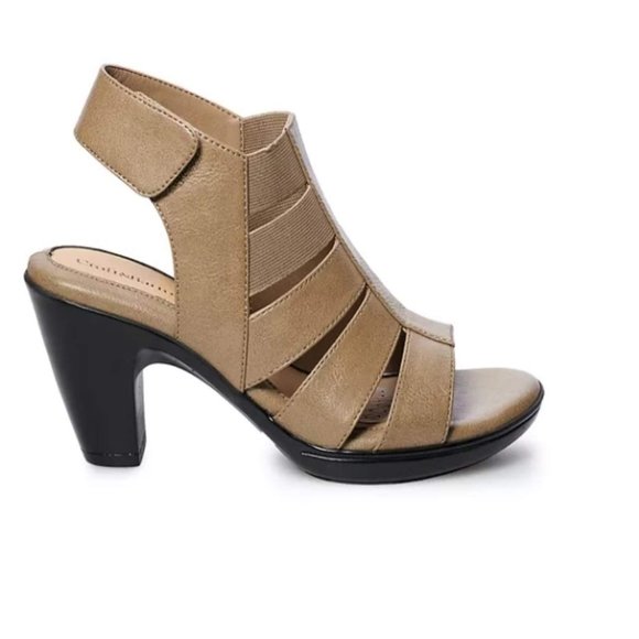 croft & barrow Shoes - Croft & Barrow ortholite strap heeled sandals Size 9.5 Taupe